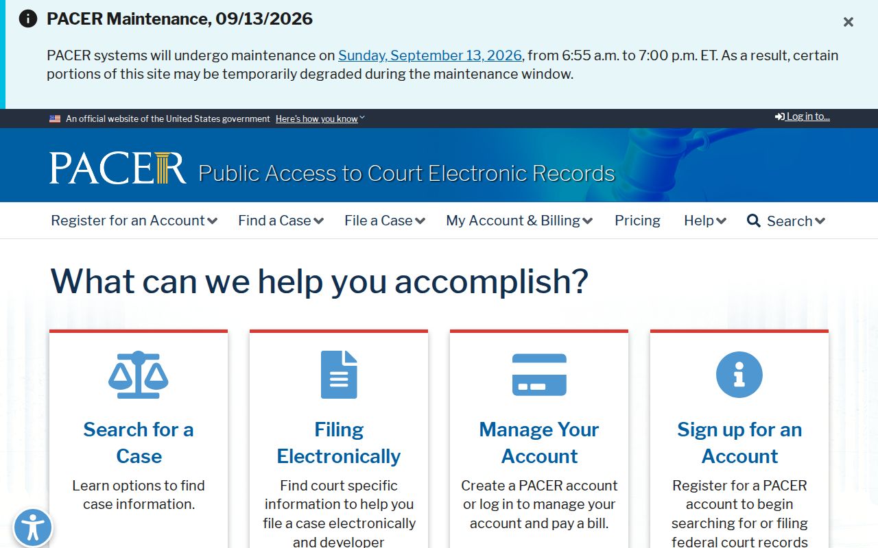 Federal PACER docket route for a Hardin County arrest warrant inquiry