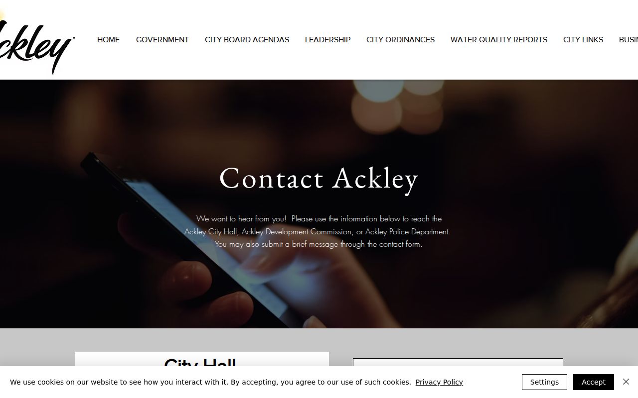 Ackley contact block for Hardin County municipal warrant routing