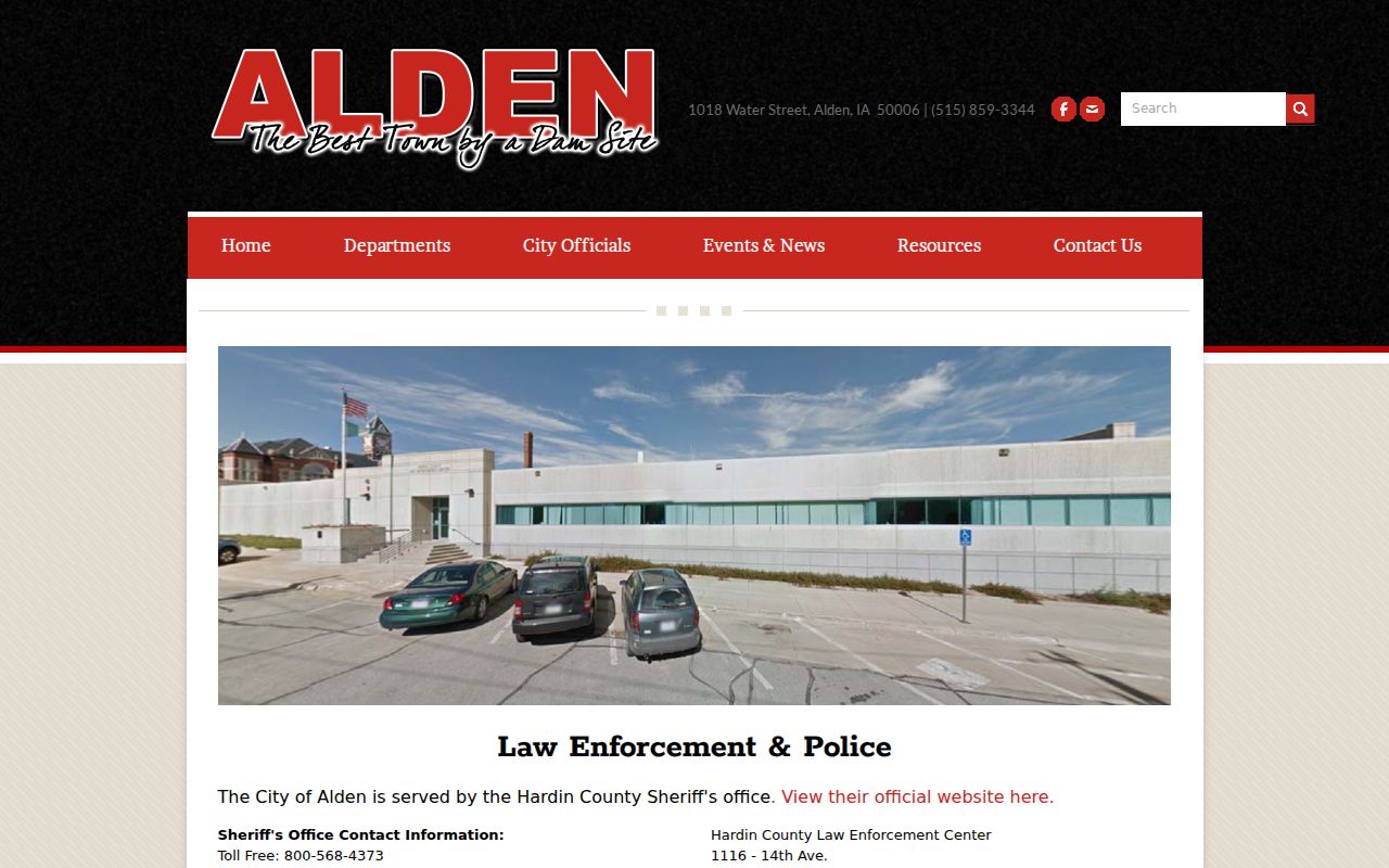 Alden sheriff contact for a Hardin County municipal warrant question