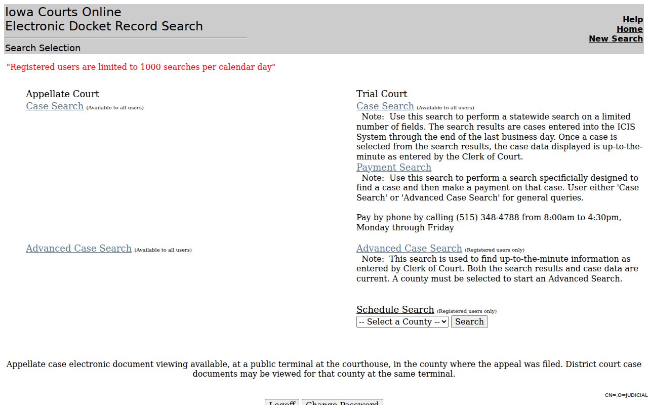 Hardin County warrant search fields in Iowa case search