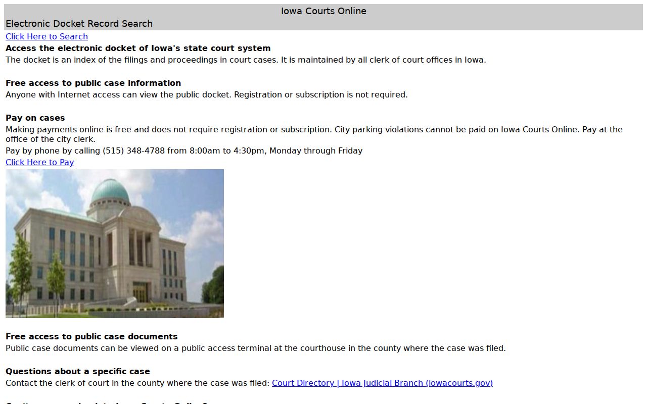 Hardin County warrant records access through Iowa Courts Online